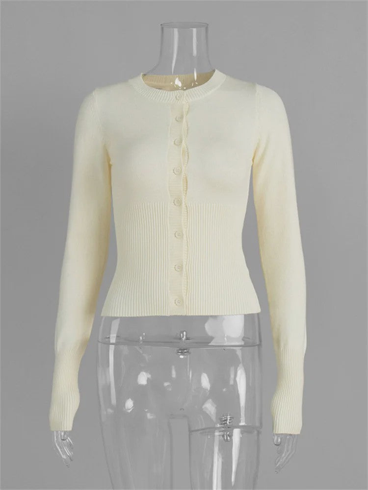 Dames Gebreide Cardigan met Lange Mouwen - Slim Fit & Elegant