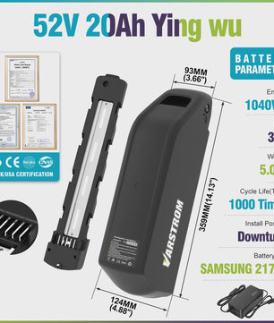 Varstrom E-bike Batterij 36V/48V/52V - Krachtige Lithium Accu met 40A BMS & Lange Levensduur