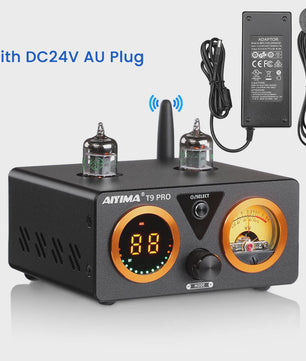 AIYIMA T9 PRO HiFi Bluetooth 5.2 Tube Versterker met VU Meter - 100W x 2 Stereo Audio Amp met USB DAC, COAX & OPT