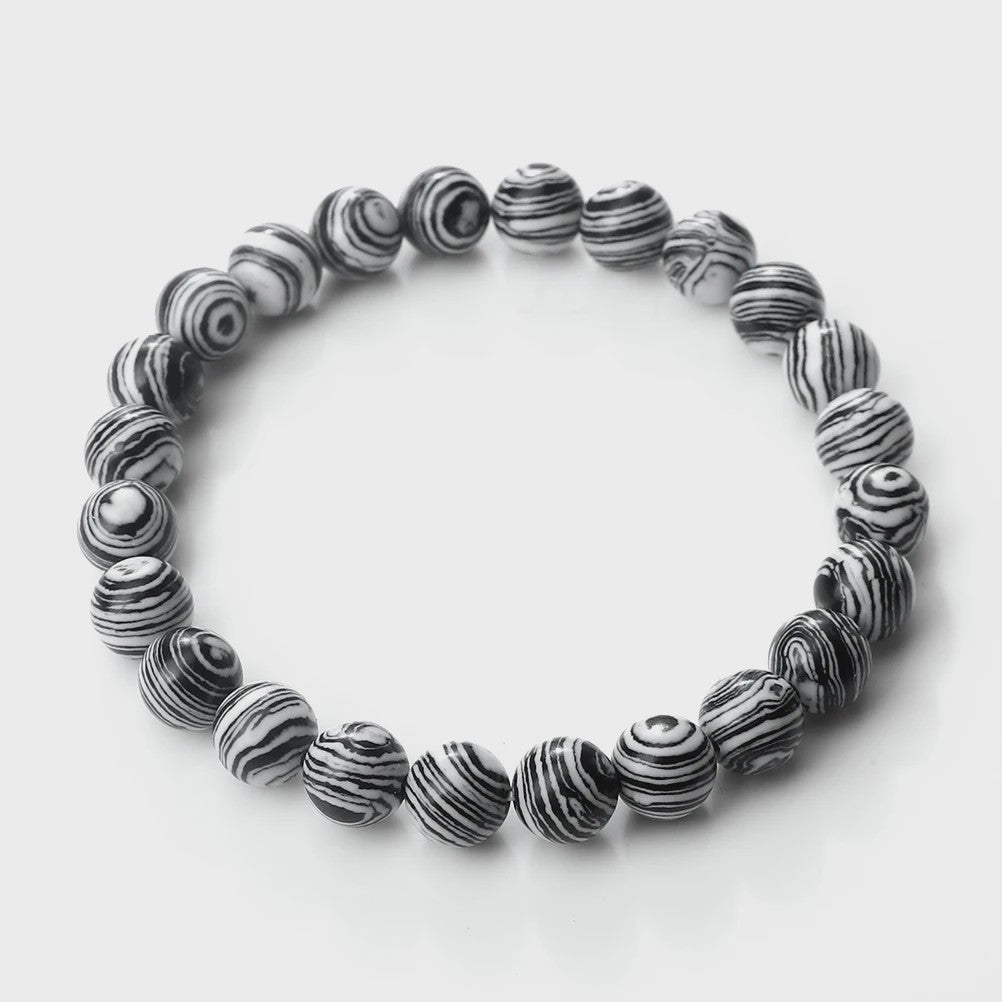 8mm Natuurlijke Malachiet Edelsteen Armband - Handgemaakt, Elastisch