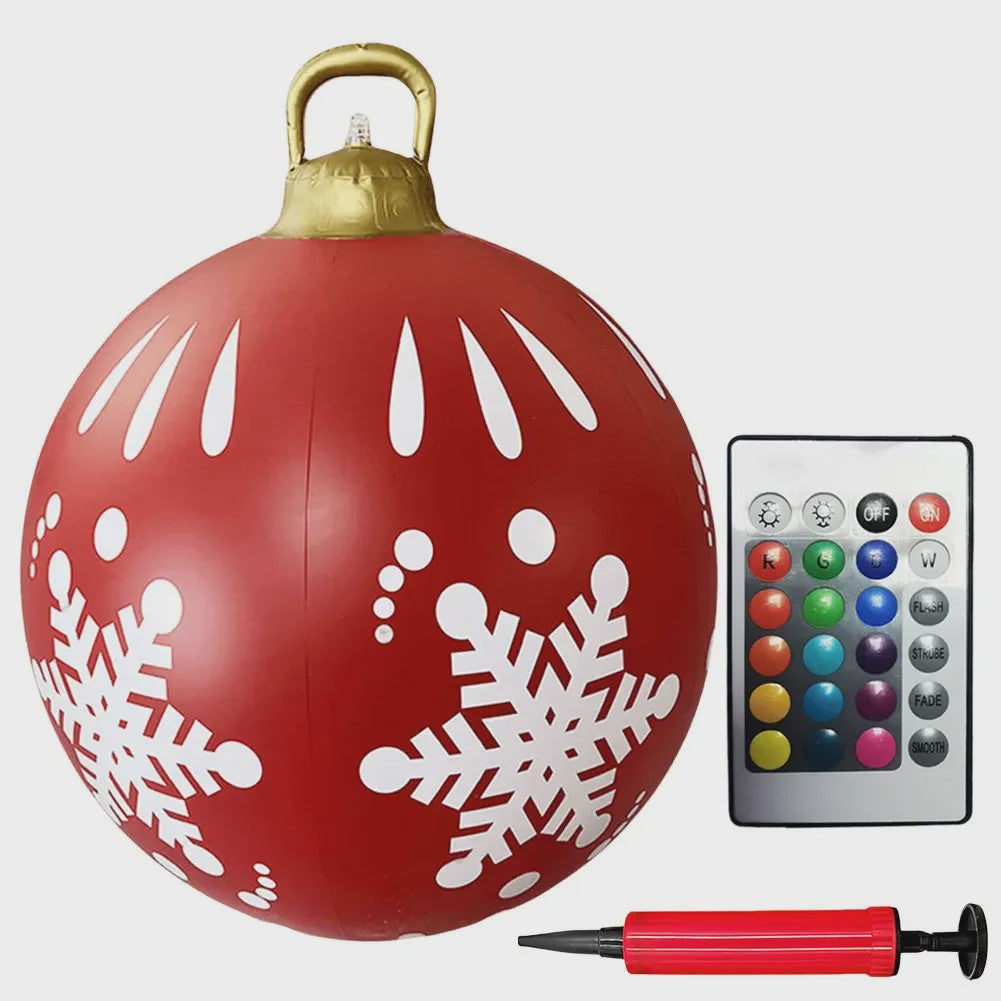 24 Inch Opblaasbare Kerstbal met LED Verlichting - XL Tuindecoratie