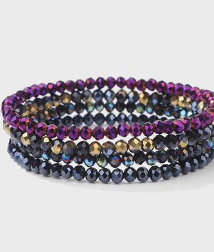 Set van 4 Kristallen Kralen Armbanden - Kleurrijk & Elegant