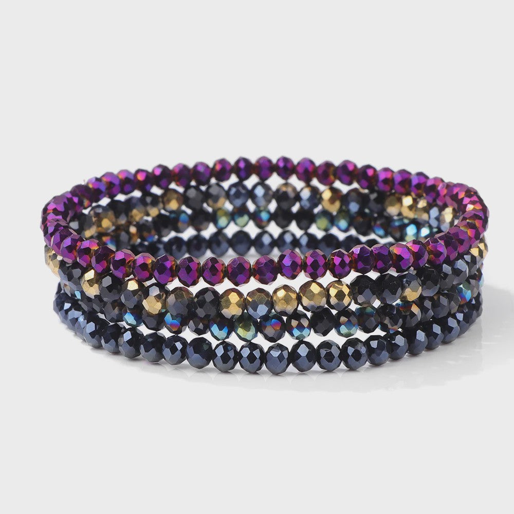 Set van 4 Kristallen Kralen Armbanden - Kleurrijk & Elegant