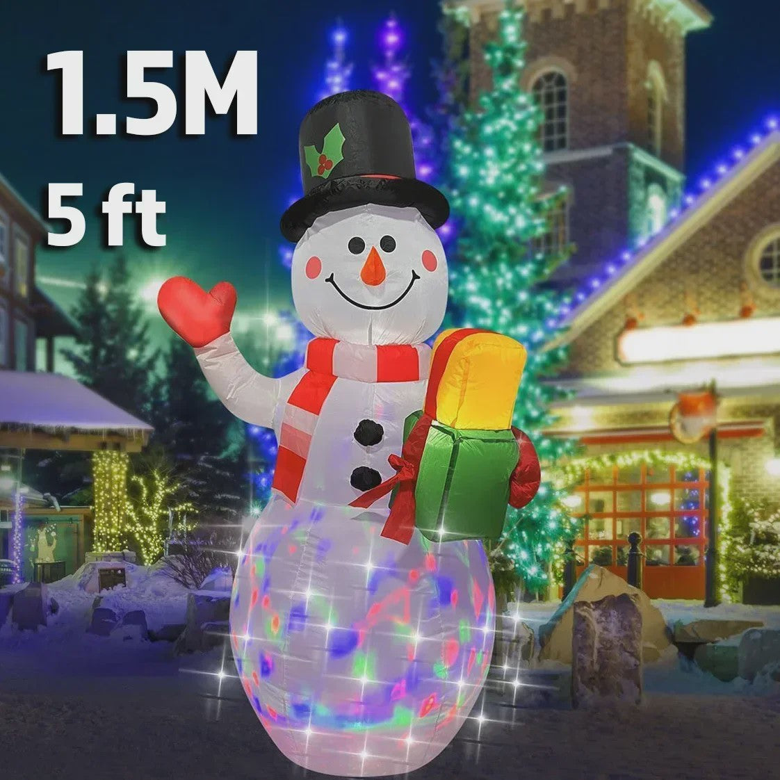 Opblaasbare Kerstman 1.5M - Feestelijke Tuindecoratie met LED Verlichting