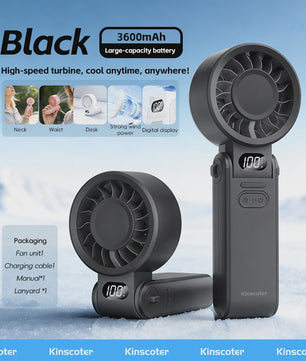 Draagbare Handheld Ventilator met 3600mAh Batterij, 100 Windsnelheden & LCD Display