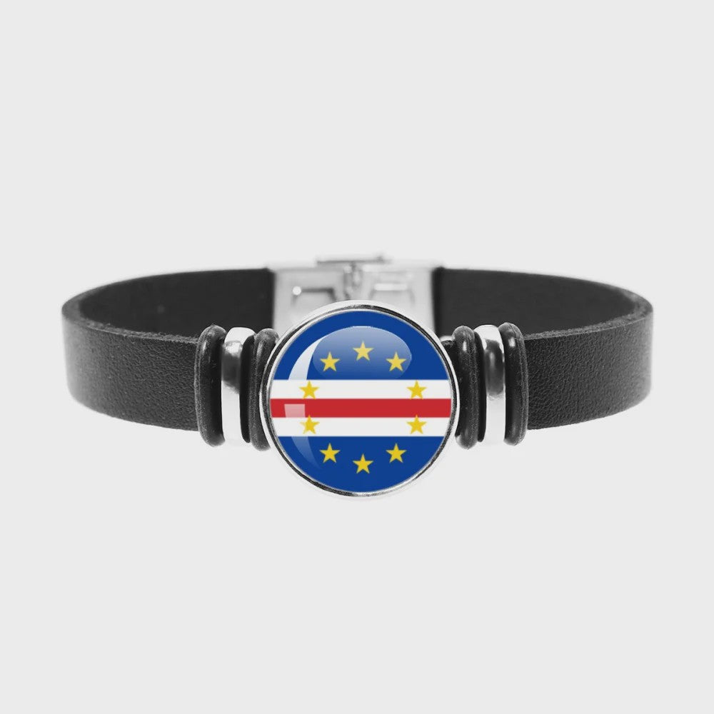 Leren Armband met Vlag van [Land] - Stijlvolle Bangle voor Dames en Heren