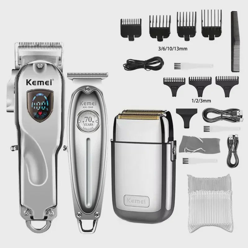 Kemei Professionele Metalen Trimmer KM-TX1/KM-2010/KM-1949 - Oplaadbaar met LED Display