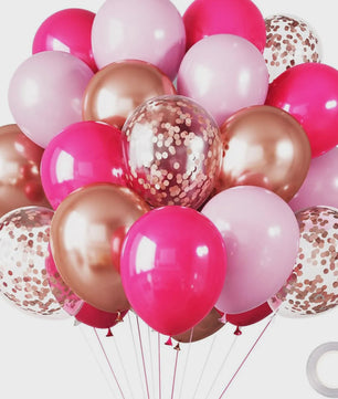 30 Stuks Chrome Latex Ballonnen Mix: Wit, Roze & Blauw - Feestdecoratie