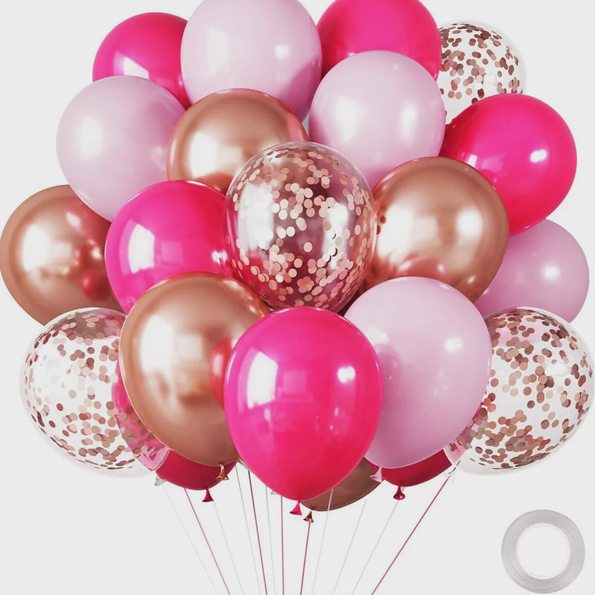 30 Stuks Chrome Latex Ballonnen Mix: Wit, Roze & Blauw - Feestdecoratie
