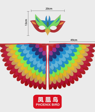 Veren Vleugels en Masker Set - Vogel Kostuum voor Kinderen - Halloween & Feest