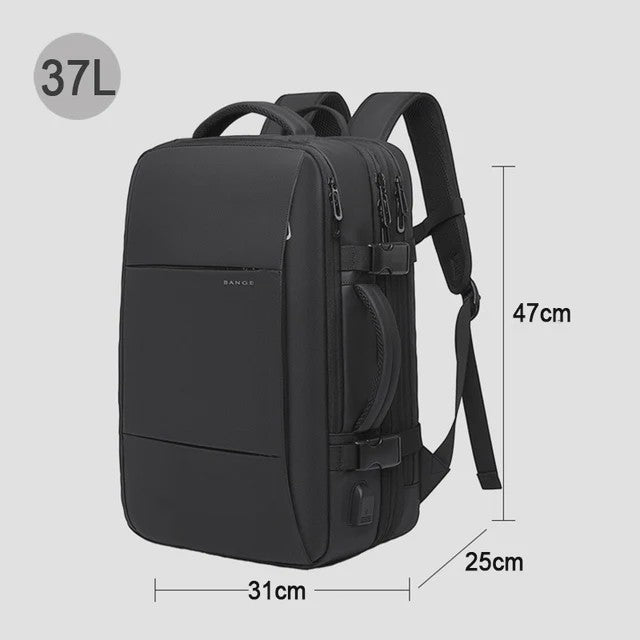 BANGE Heren Rugzak - Waterdicht, Uitbreidbaar, 17.3" Laptopvak, Grote Capaciteit voor Reizen & Wandelen