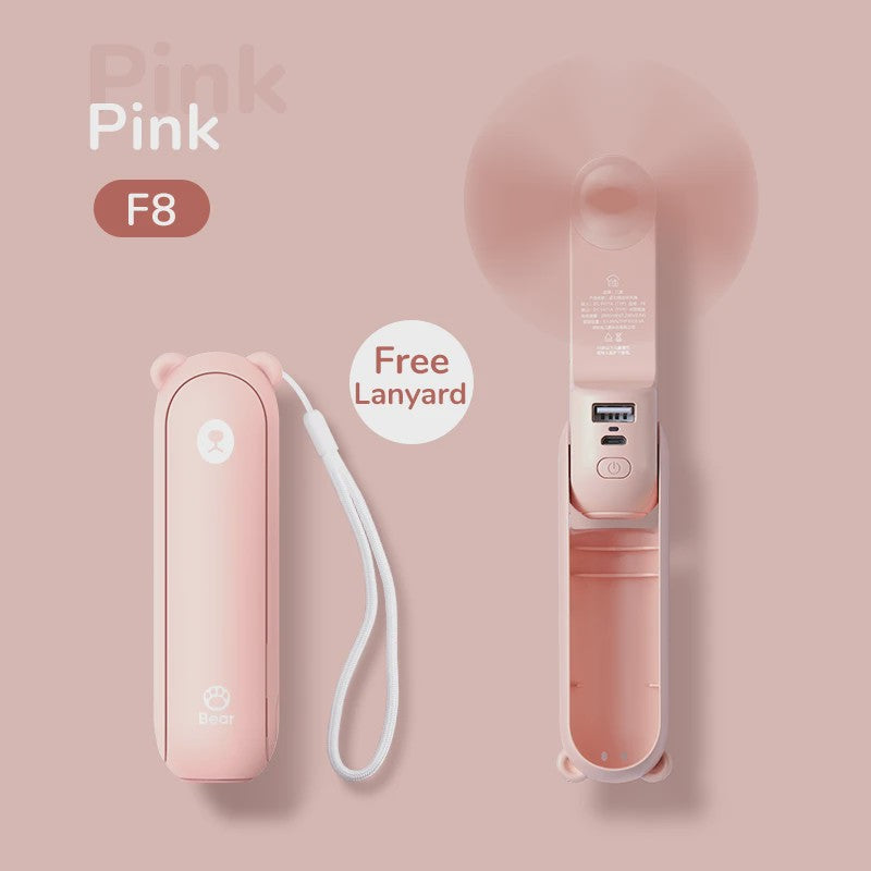 JISULIFE Draagbare Mini Ventilator: 3-in-1 USB Oplaadbaar met Powerbank & Zaklamp (4500mAh)