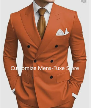 Luxe Bruin Herenpak - Double Breasted, Peak Lapel, Slim Fit Blazer & Pantalon