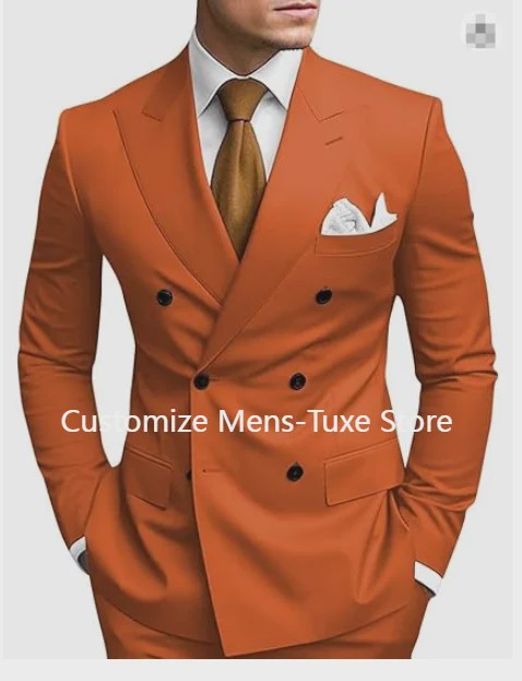 Luxe Bruin Herenpak - Double Breasted, Peak Lapel, Slim Fit Blazer & Pantalon