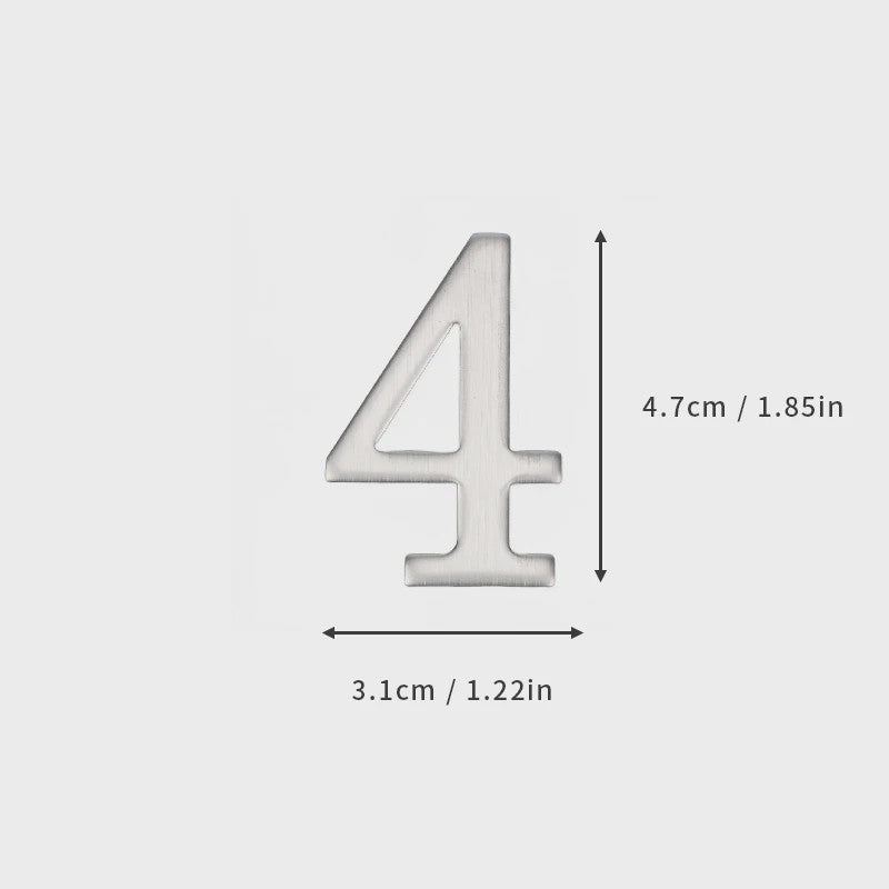 RVS Deurnummer met Zelfklevende Achterkant - 5x3cm Huisnummer voor Buiten
