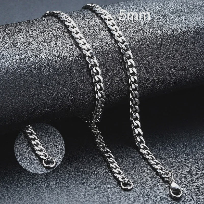 Vnox RVS Kubaanse Ketting voor Heren & Dames - 3/5/7/9mm Breed, Waterdicht & Hypoallergeen
