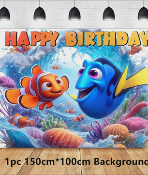 Nemo & Dory Verjaardagsdecoratie Set: Ballonnen, Banner & Cake Topper