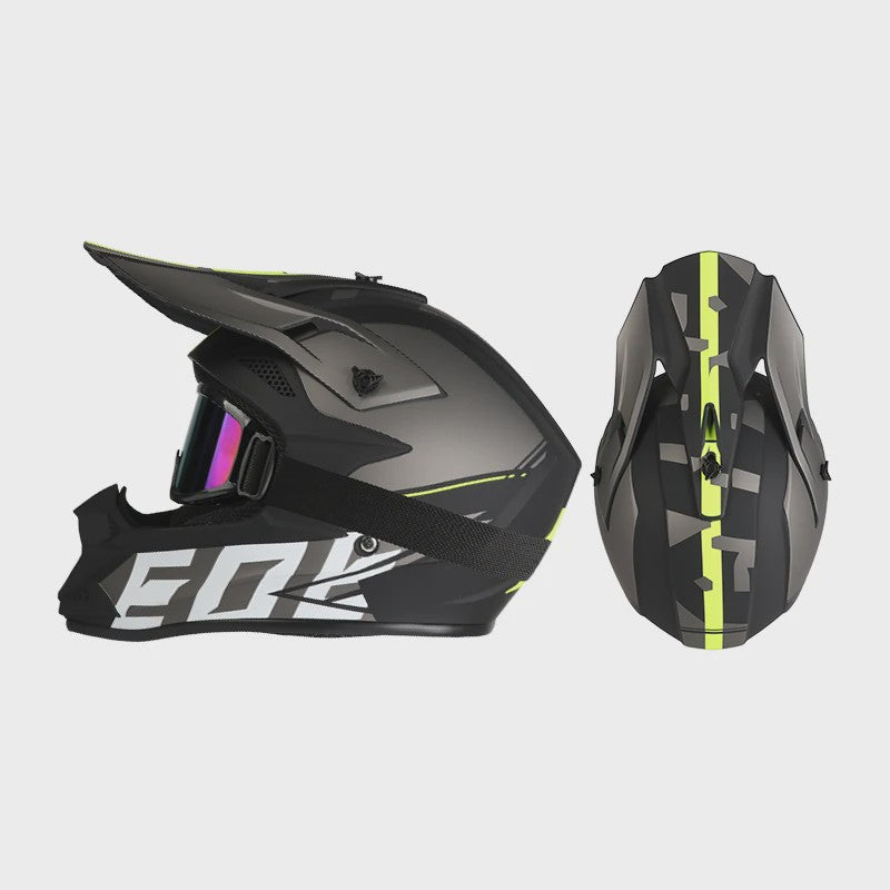 Off Road Motorcross Helm met Vizier & Goggles - Veilig & Comfortabel