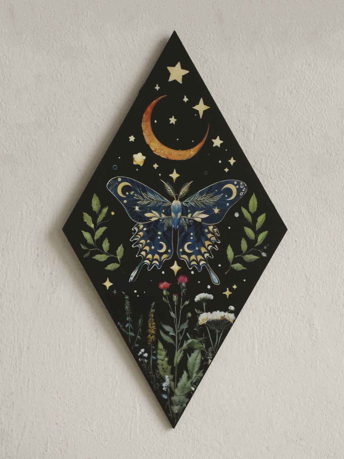 Unieke Houten Wanddecoratie Ruit Vlinder Maan Ster - Scandinavische Stijl