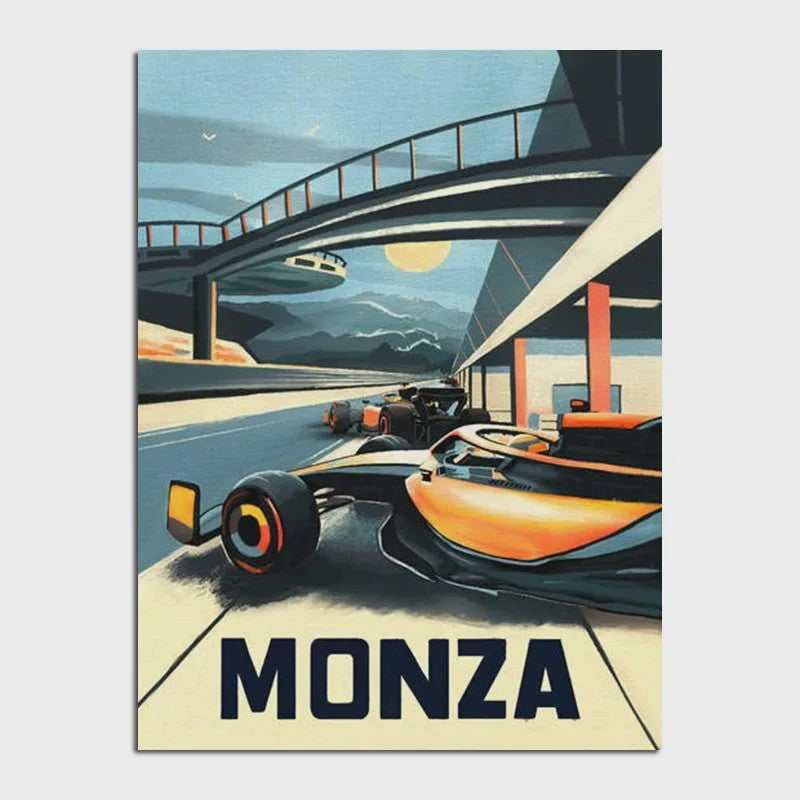 Retro F1 Formule 1 Raceauto Posters - Neon City Canvas Muurkunst