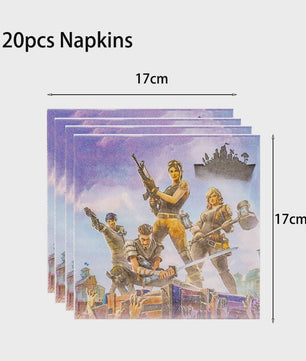 Fortnite Feestdecoratie Set: Beker, Bordjes, Tafelkleed & Meer voor Verjaardagen