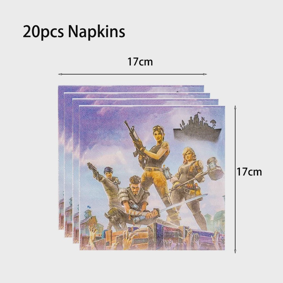Fortnite Feestdecoratie Set: Beker, Bordjes, Tafelkleed & Meer voor Verjaardagen