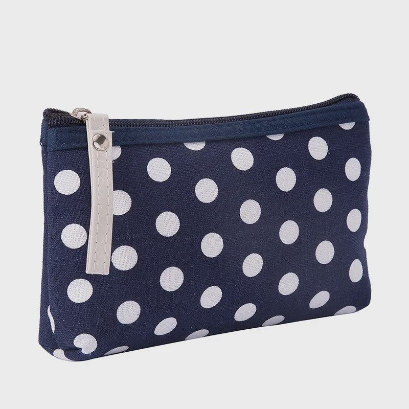 Schattige Canvas Make-up Tas met Stippenprint - Make-up & Toiletartikelen Organizer