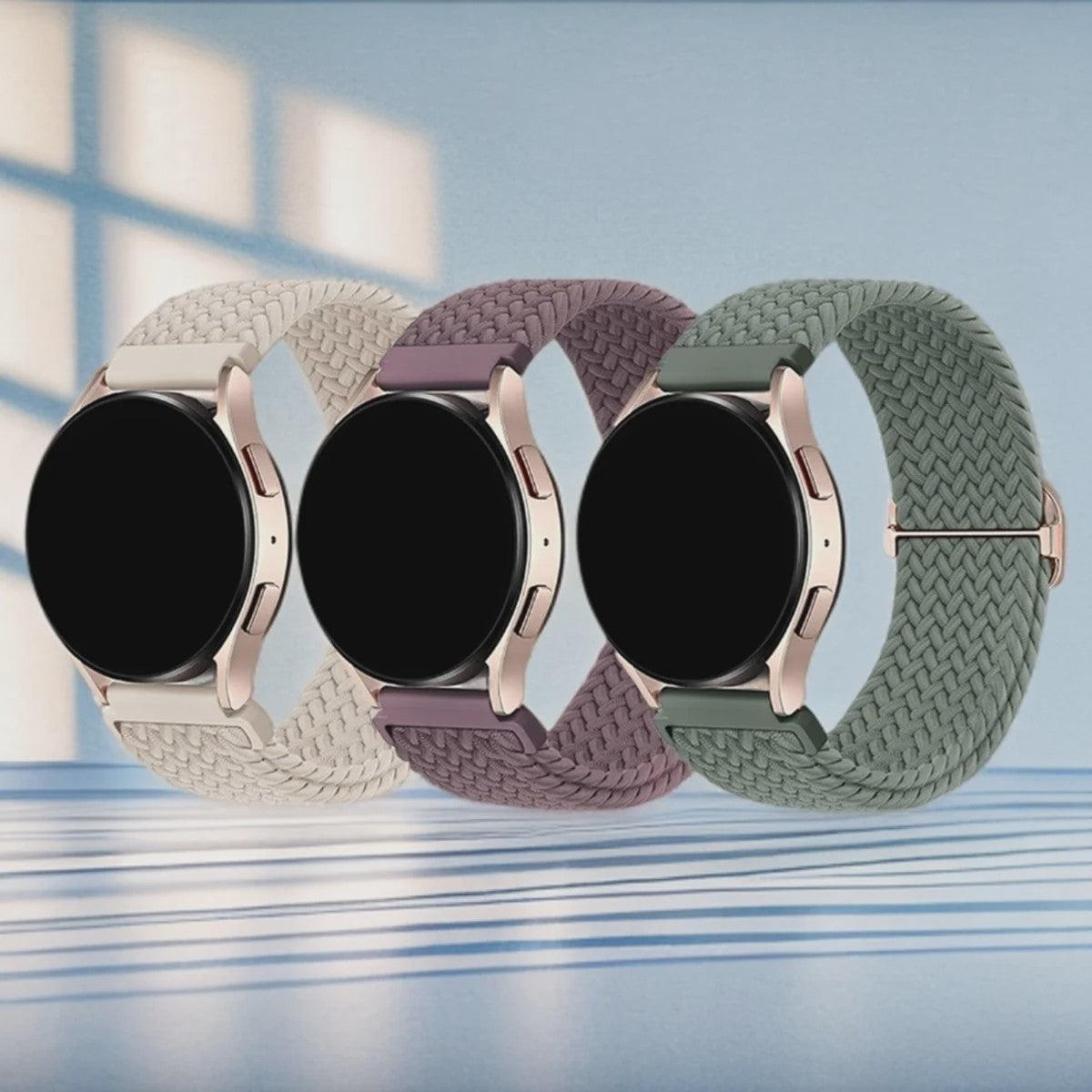 3x Elastische Nylon Bandjes voor Smartwatches (18/20/22mm) - Snelwissel & Comfortabel
