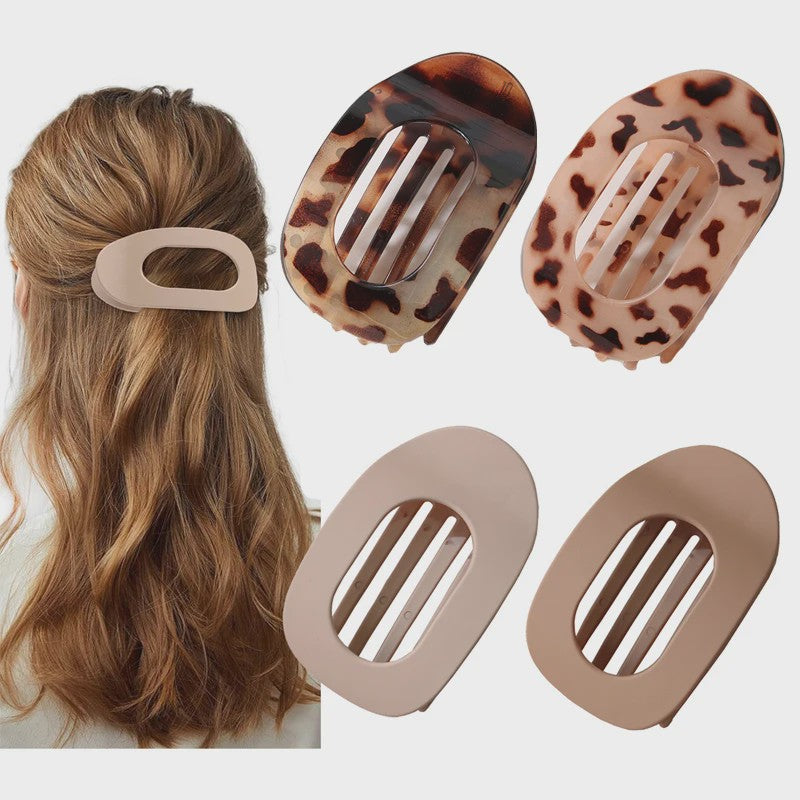 Chique Ovalen Haarklem met Luipaardprint - Stijlvolle Acryl Haarclip voor Dames