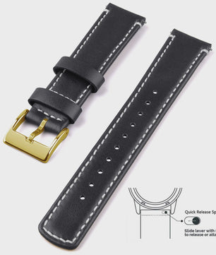 Top Grain Echt Lederen Horlogeband - 20mm/22mm Quick Release - Voor Heren, Dames & Samsung Galaxy Watch