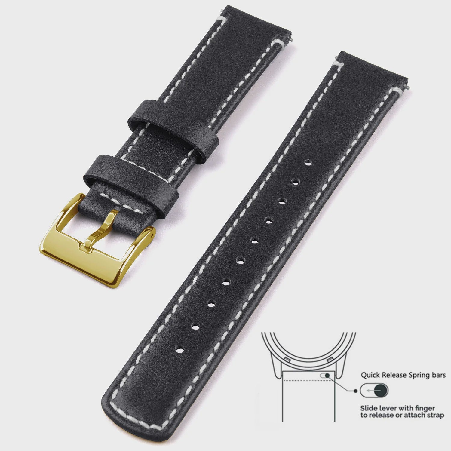 Top Grain Echt Lederen Horlogeband - 20mm/22mm Quick Release - Voor Heren, Dames & Samsung Galaxy Watch