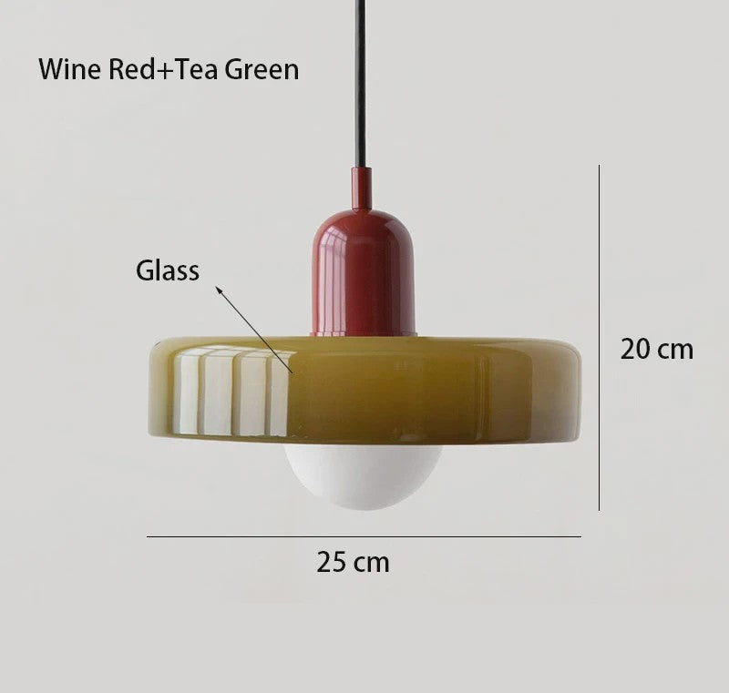 Nordic Bauhaus Hanglamp - Retro Glas & Kleurrijke Kap voor Woonkamer, Eetkamer, Bar