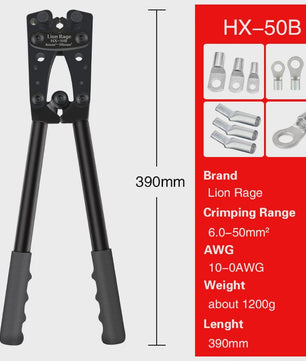 Professionele Krimptang HX-50B voor Kabelogen | 6-50mm² | AWG 10-0