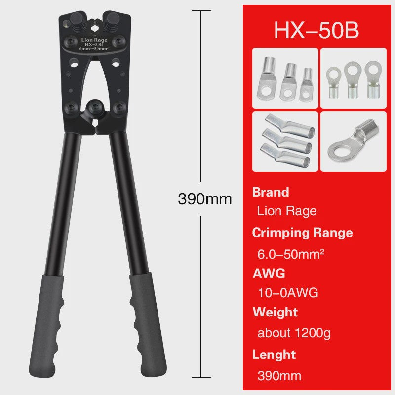 Professionele Krimptang HX-50B voor Kabelogen | 6-50mm² | AWG 10-0
