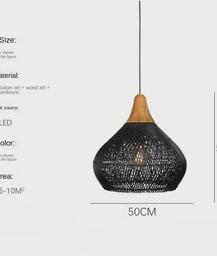 60cm Wabi Sabi Rotan Hanglamp - Japanse Retro Design voor Woonkamer & Eetkamer