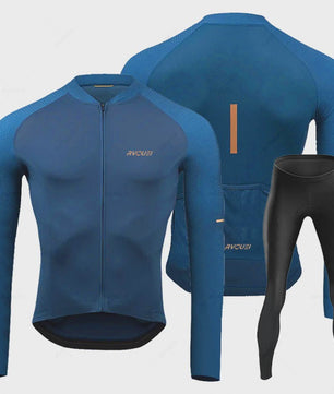 Heren Fietsset Lange Mouw Jersey met Bib Pants - Ademend en Comfortabel
