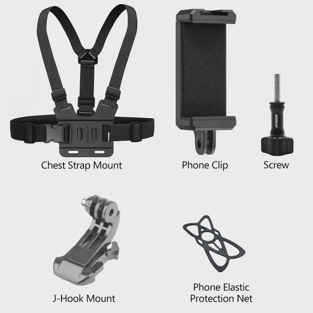 Action Camera Accessoires Kit: Hoofd- en Borstband Mount voor GoPro, Telefoon & meer