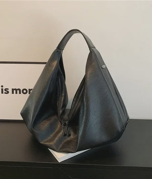 Luxe Grote Zwarte Hobo Schoudertas van Zacht PU Leer - Stijlvolle Dames Shopper en Reistote