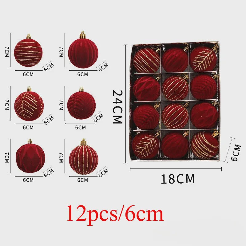 Kerstballen 6cm - Set van 12/16 Stuks - Wijnrood & Goud - Fluweelzacht & Feestelijk