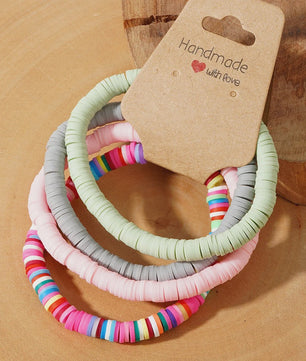 Set van 4 Kleurrijke Heishi Kralen Armbanden - Handgemaakt Boho Mixkleur Sieraden Dames 2024