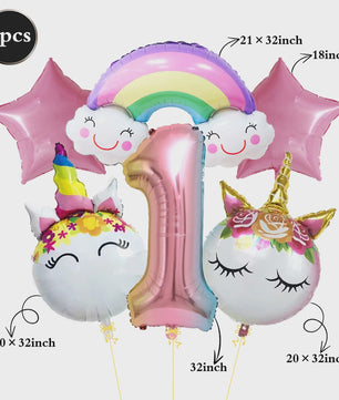 Reuze 3D Staande Eenhoorn Folieballon - Magische Regenboog & Wolk Decoratie voor Kinderfeestjes en Babyshowers