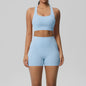 Dames Yoga Set: Sportieve Kleding met Hoge Taille Shorts en Sportbeha met Zakken