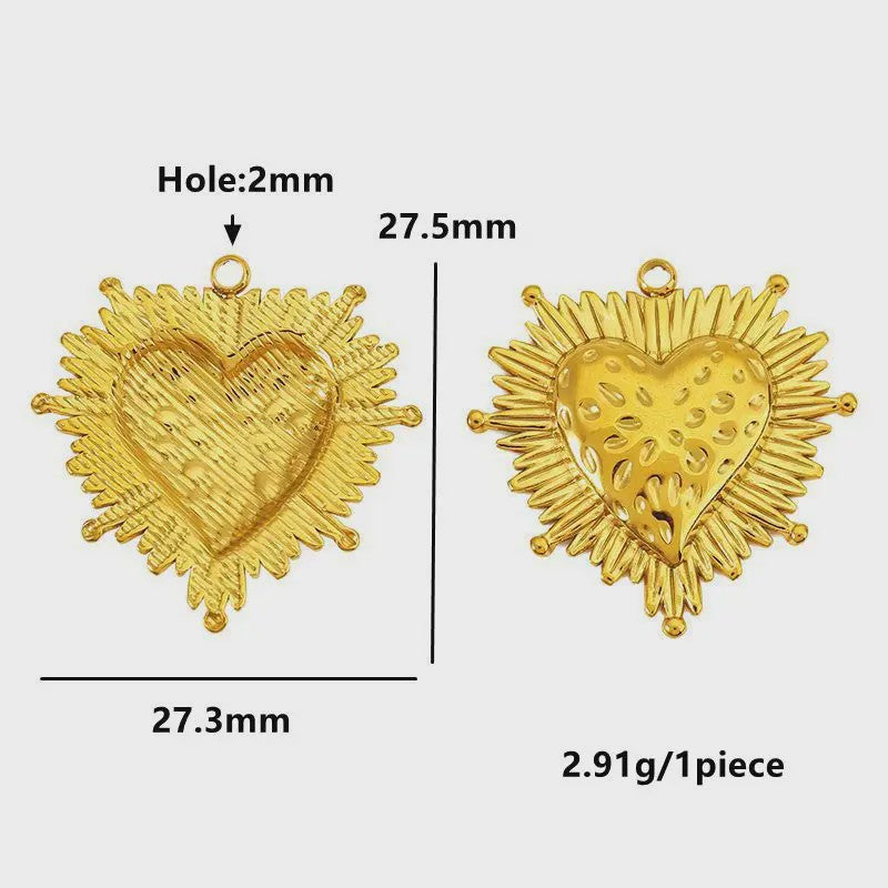 Set van 4 Gouden Bedeltjes: Zon, Hart, Schelp, Vis & Cactus - Roestvrij Staal 18k Goud PVD - DIY Sieraden Maken