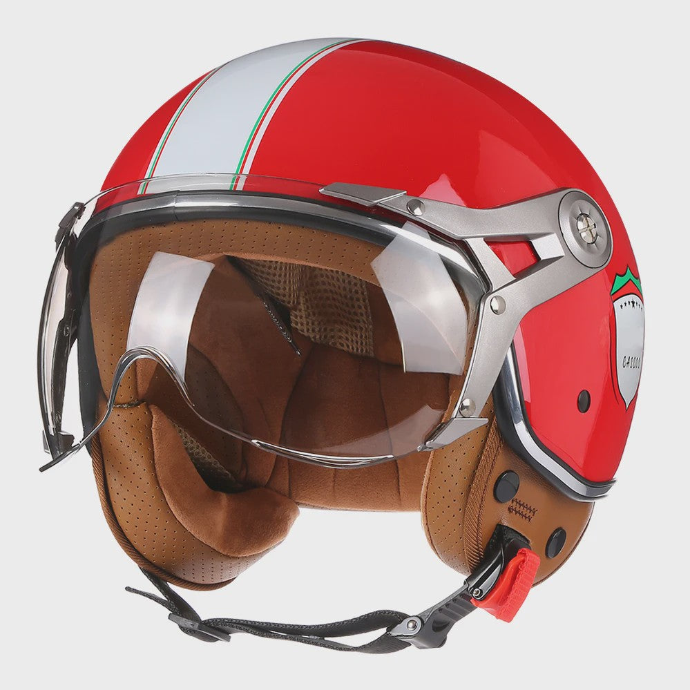 Retro Open Face Motorhelm 3/4 Vintage Chopper Scooter Helm - DOT Goedgekeurd