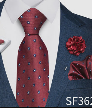 Luxe Heren Set: Paarse Paisley Stropdas, Manchetknopen, Pochet & Boutonnière - 8cm Breed