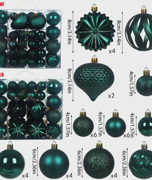 48-delige Set Kerstballen Plastic - Effen Kleur & Diverse Maten (4/6/8cm) voor Kerstboom Decoratie