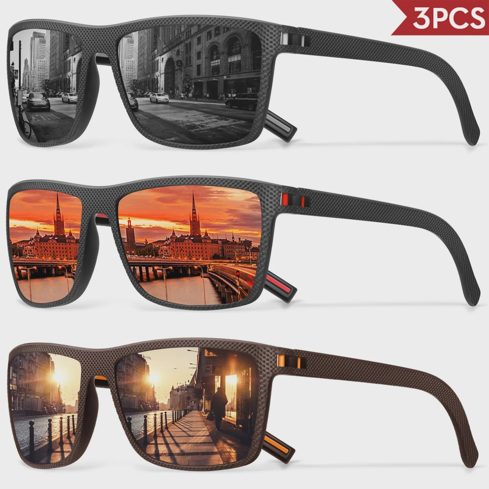 Designer Polarized Zonnebrillen Set voor Heren & Dames | UV400 Bescherming | Ideaal voor Buitenactiviteiten