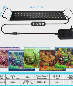 LED Aquarium Verlichting met Timer & Instelbare Helderheid - Full Spectrum, Verstelbaar