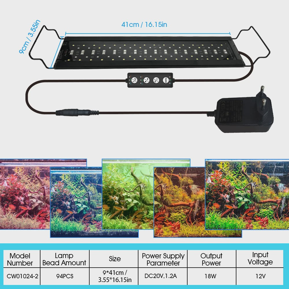 LED Aquarium Verlichting met Timer & Instelbare Helderheid - Full Spectrum, Verstelbaar