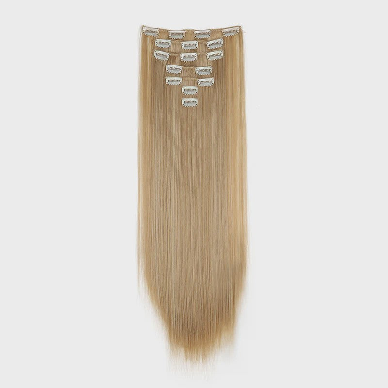 24 Inch Synthetische Haarverlenging met Clips - 7 Delig Set - Lang Steil Haarstuk voor Dames